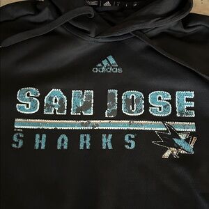 Adidas San Jose Sharks Classic Black Pullover Hoodie With Kangaroo Pocket